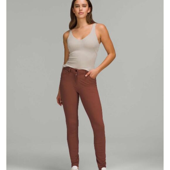 Lululemon Women’s 27 City Sleek Slim Fit High Rise Pants 5-Pocket Copper Brown - Picture 2 of 8